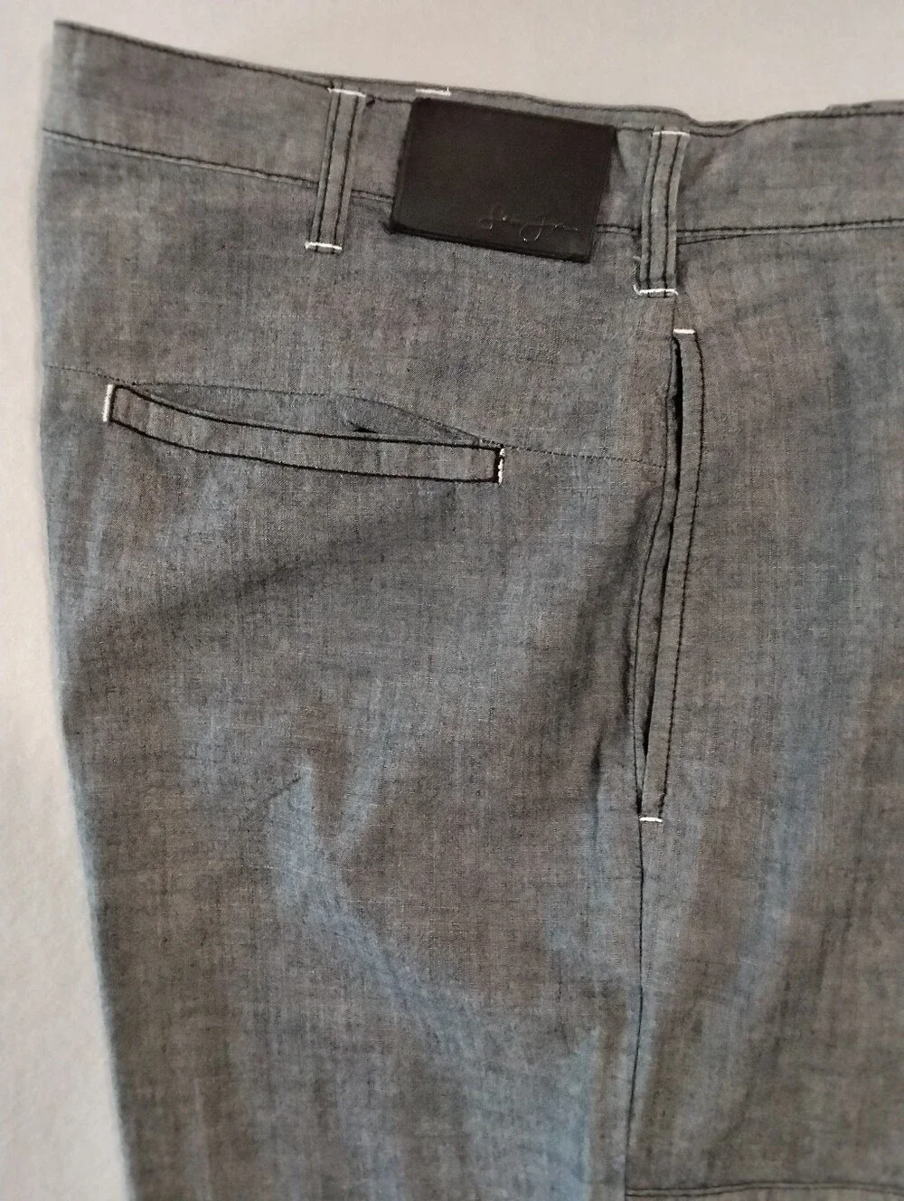 Sean John Y2K Baggy Fit Casual Chino Pants Lightweight Cotton Silver Black 38x30